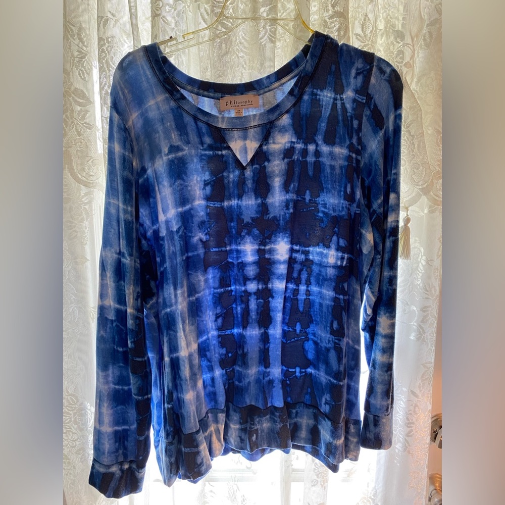 Blue rye die light weight stretchy sweatshirt long sleeve shirt size 2XL